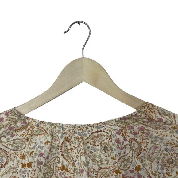 ANA A New Approach X-Small Peasant Botanical Top Boho V-Neck Cotton Rayon Womens - Picture 11 of 15